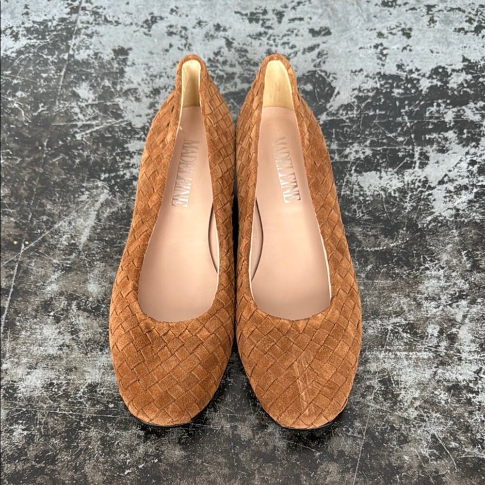 Madeleine Brown Suede Made in Italy Woven 1" Ballet Flats Size 42/11